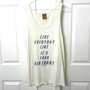 Good hYOUman Live Everyday Like It’s Your Birthday Cream Tank Top Size M